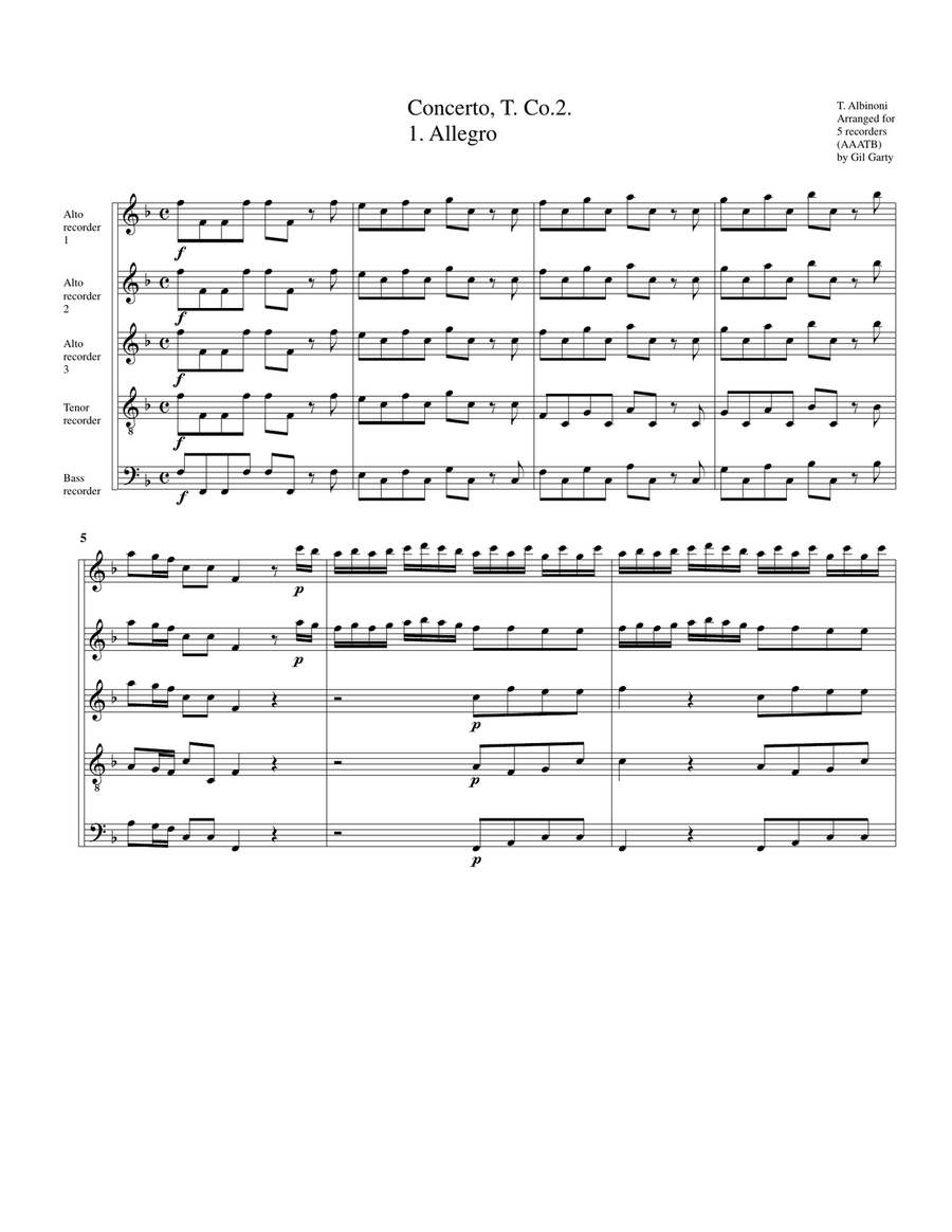 Concerto, T. Co.2 (arrangement for recorders)