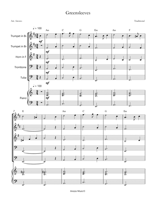 greensleeves brass quintet and piano sheet music chord symbols