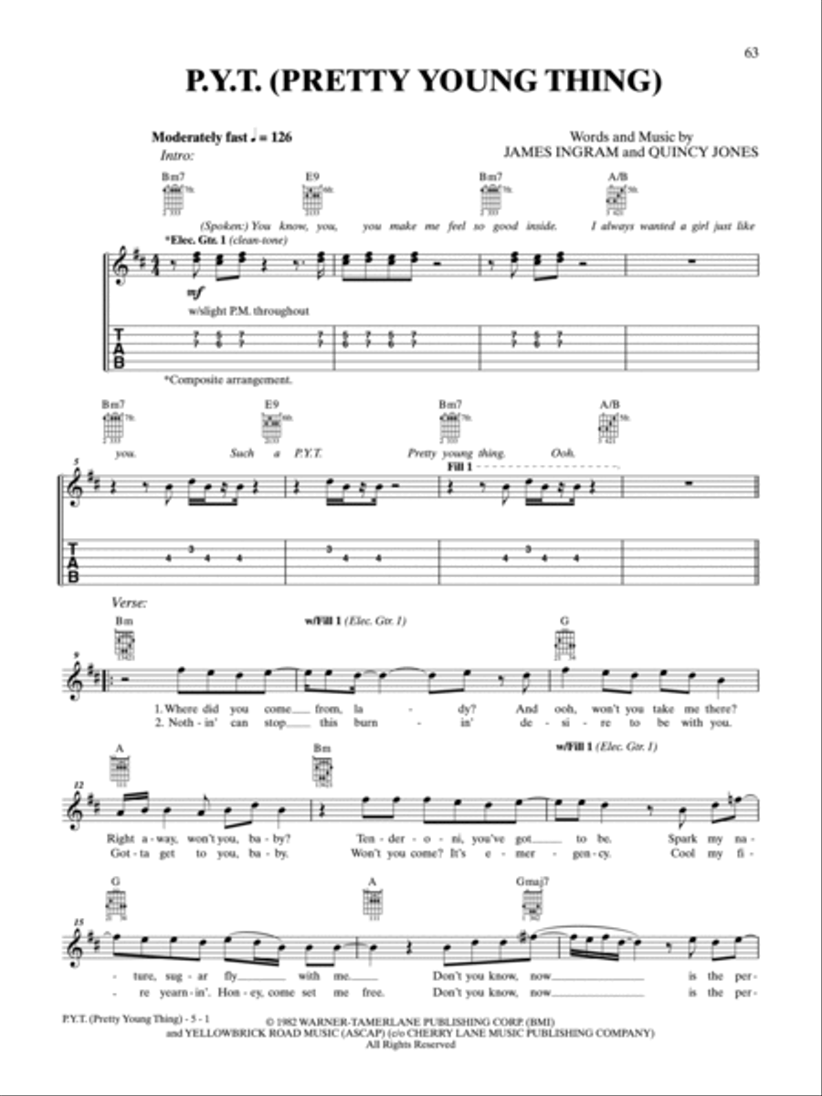 P.Y.T. (Pretty Young Thing) Guitar Tablature scores gallery preview page 1