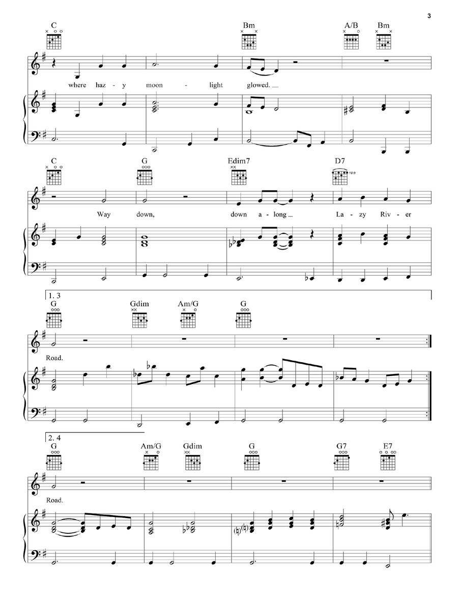Lazy River Road Piano, Vocal, Guitar scores gallery preview page 3