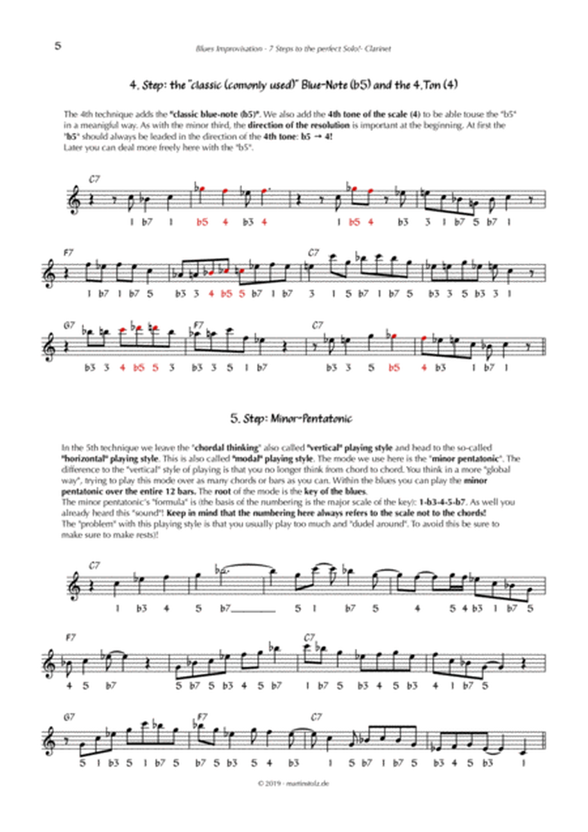 Blues in C - Clarinet · Improvisation Guide image number null