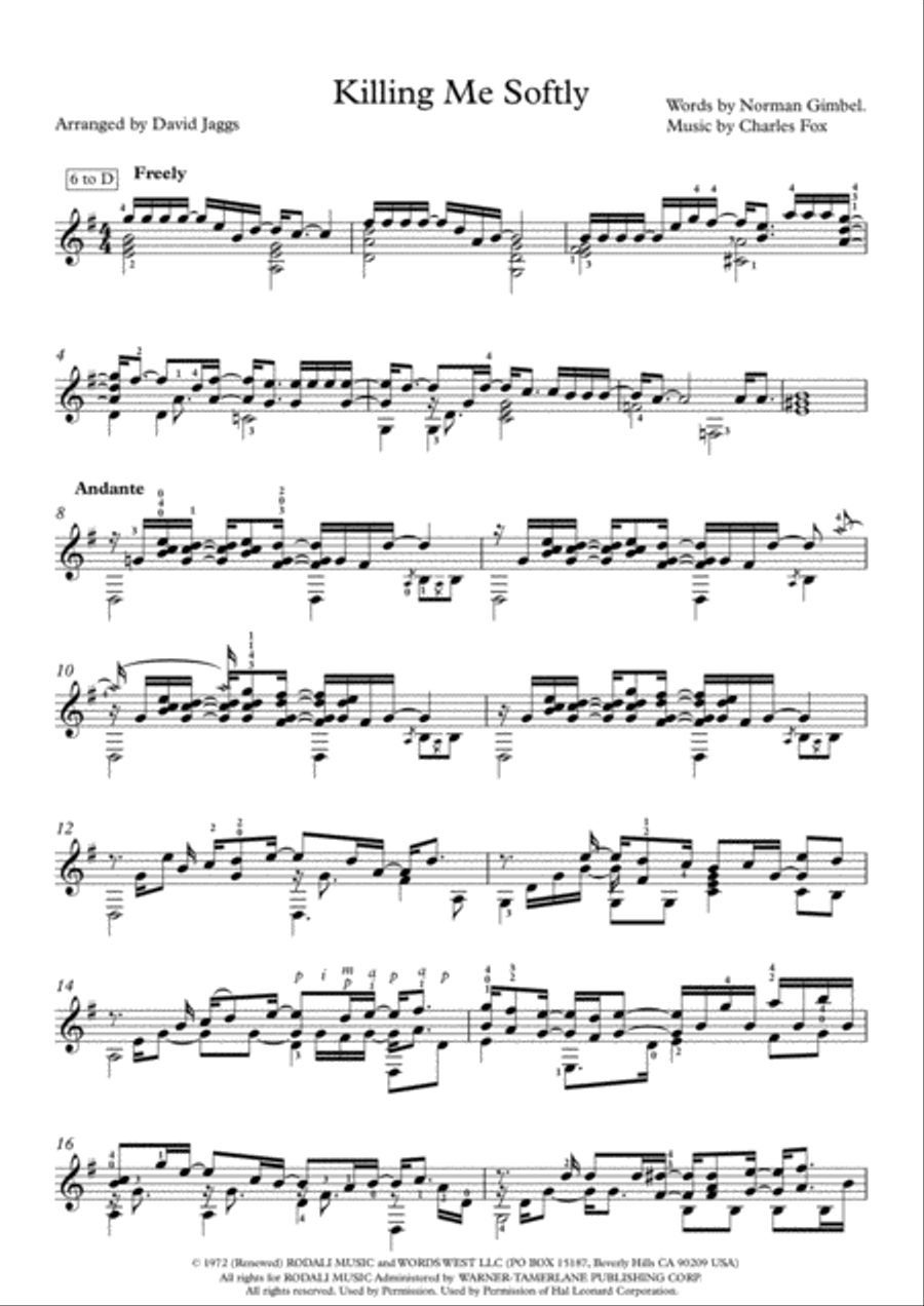 Killing Me Softly With His Song Guitar Solo scores gallery preview page 1