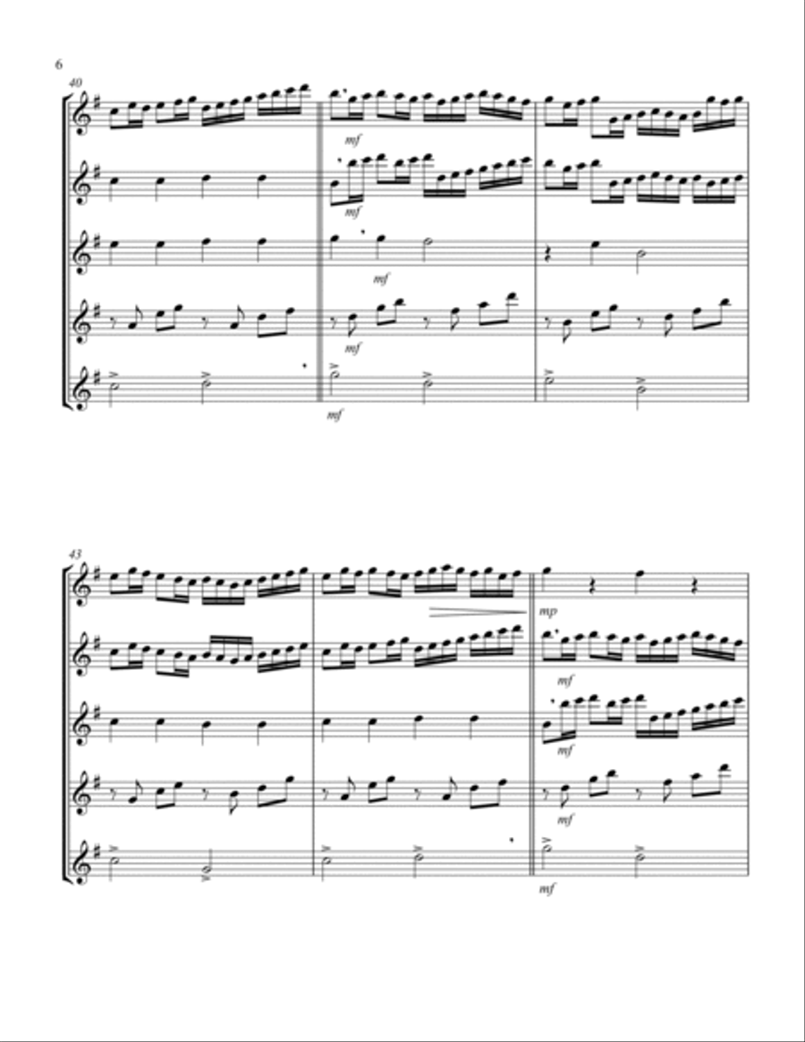 Canon (Pachelbel) (Bb) (Alto Saxophone Quintet) Saxophone Quintet scores gallery preview page 6