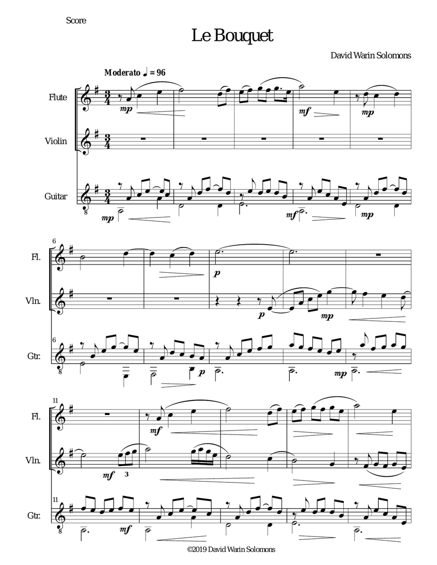 Le Bouquet for flute, violin and guitar