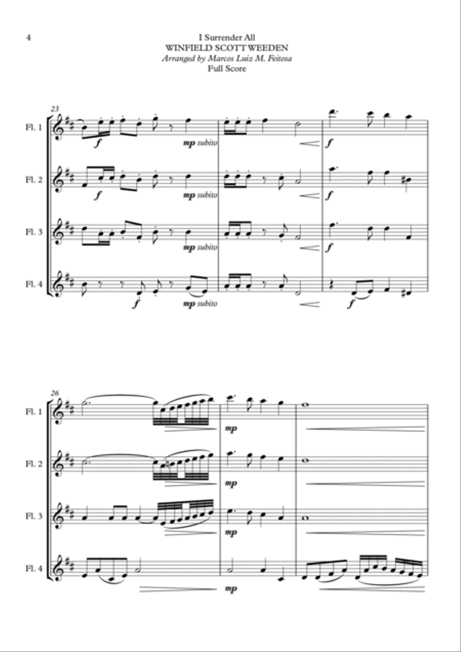 I Surrender All (Tudo Entregarei) - Flute Quartet Flute Quartet scores gallery preview page 6