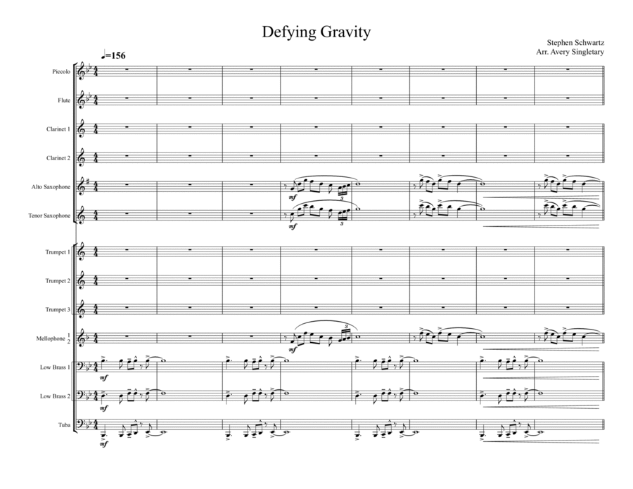 Defying Gravity Marching Band scores gallery preview page 1