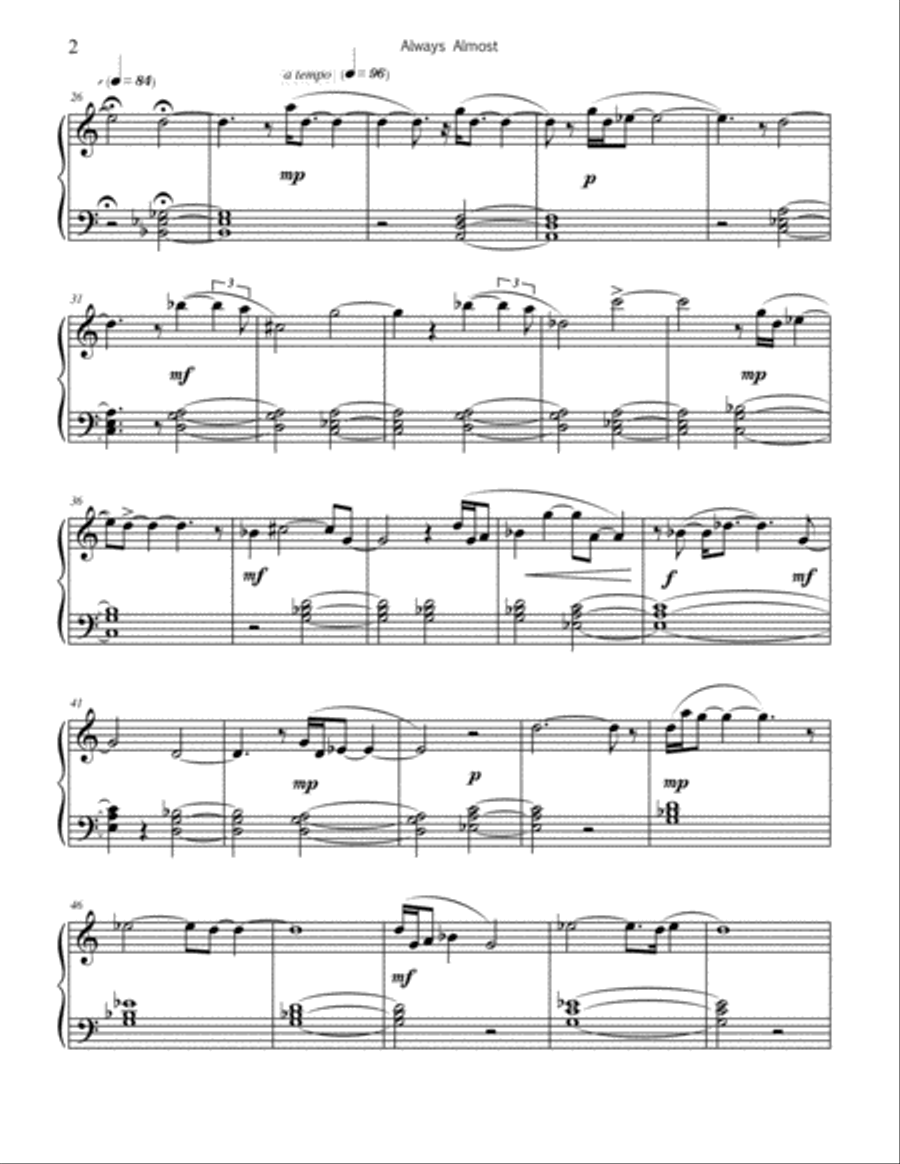 Always Almost – for piano Piano Solo scores gallery preview page 3