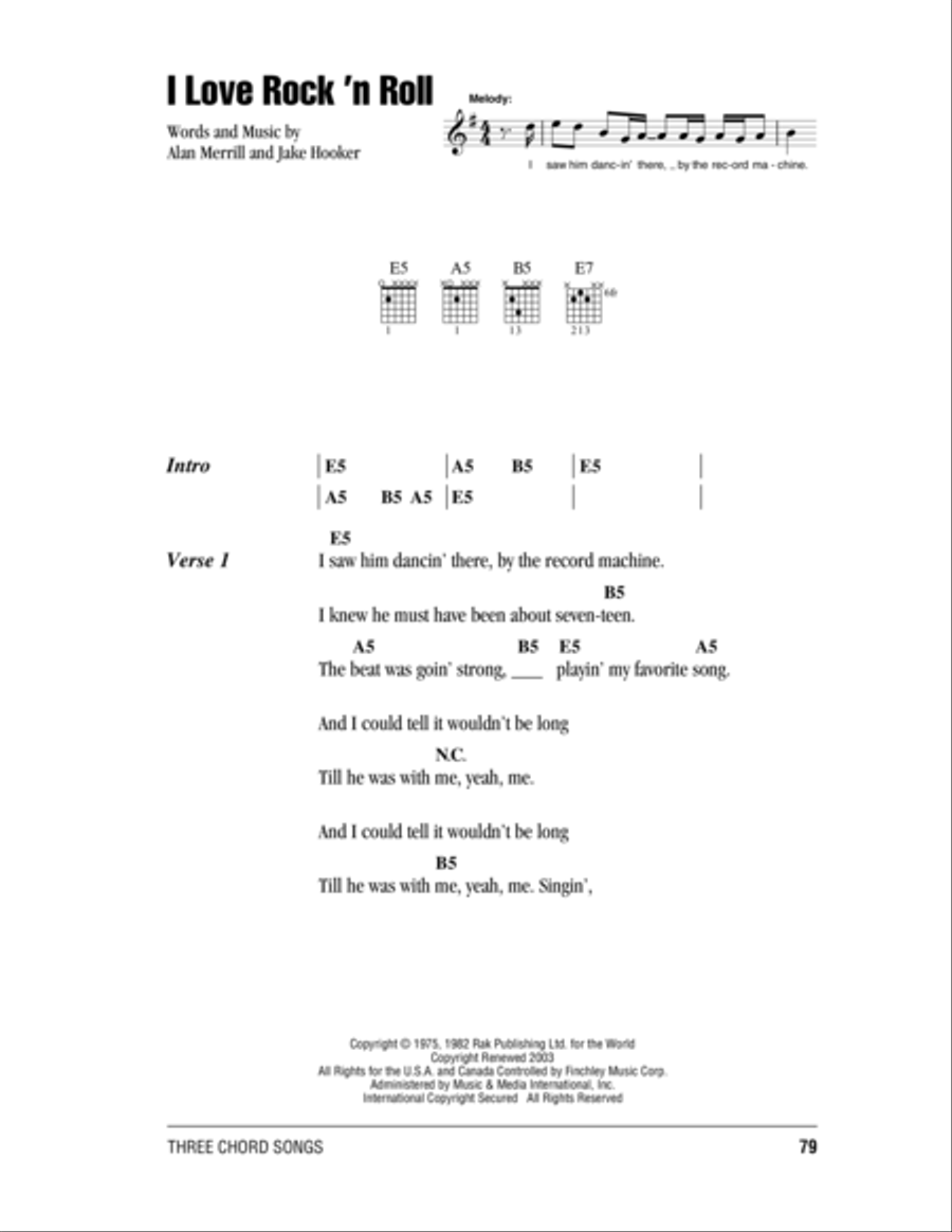 I Love Rock 'N Roll I Love Rock 'N Roll Acoustic Guitar scores gallery preview page 1