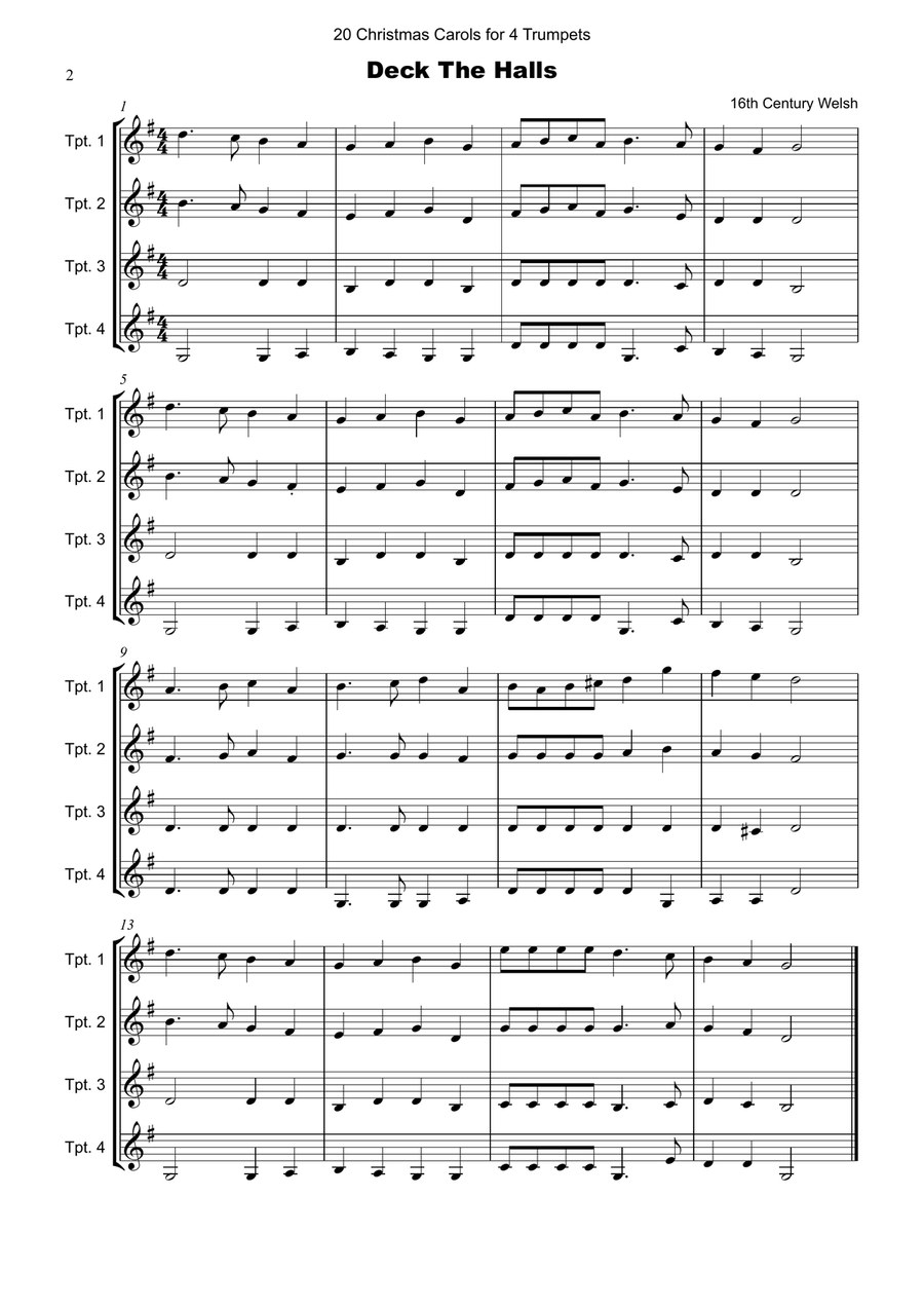 20 Favourite Christmas Carols for Trumpet Quartet Brass Ensemble scores gallery preview page 3