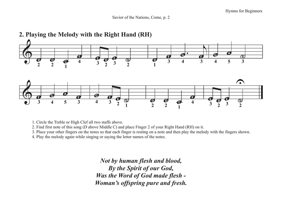Savior of the Nations, Come (Hymns for Beginners) Piano Method scores gallery preview page 3