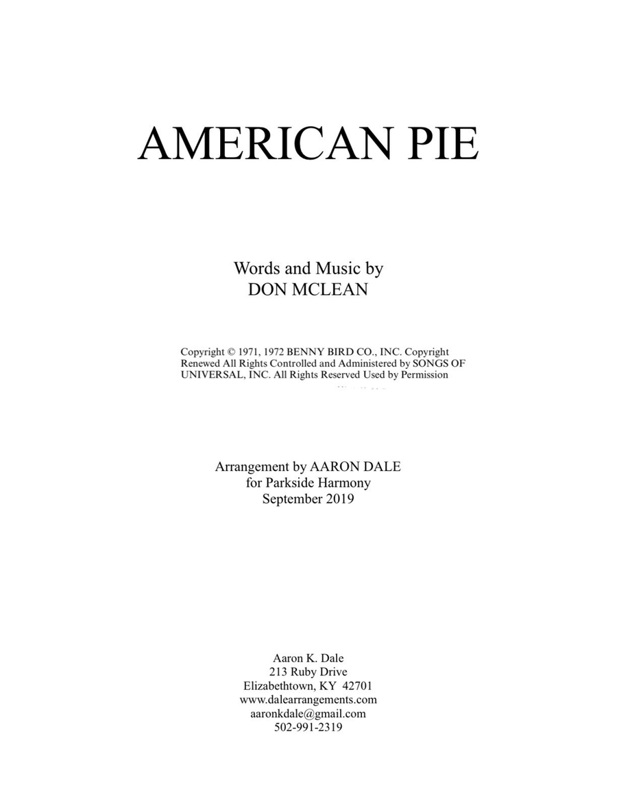 American Pie TTBB scores gallery preview page 1