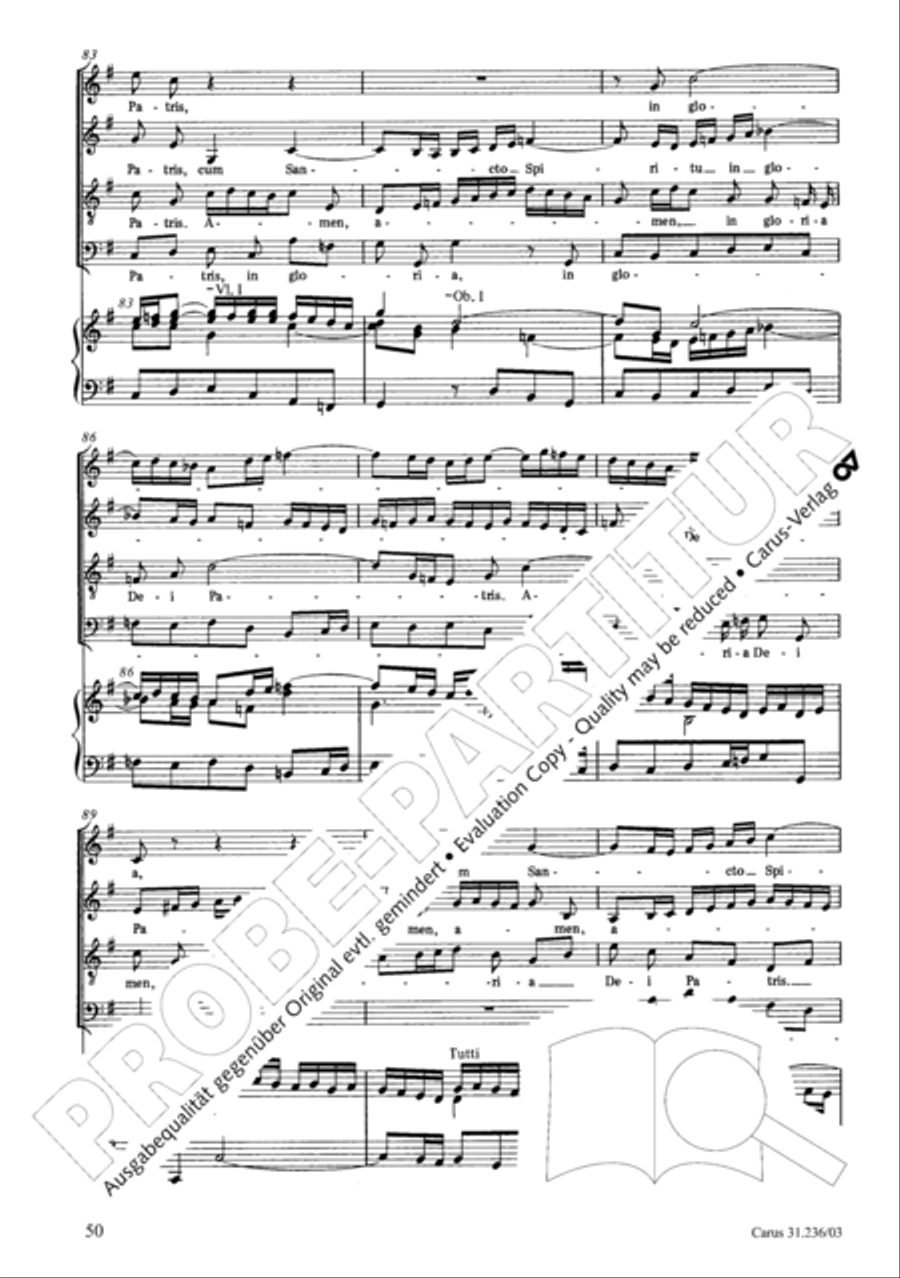 Mass in G Major 4-Part scores gallery preview page 51