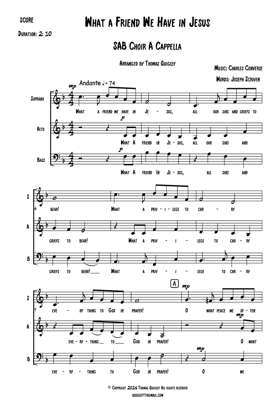 What a Friend We Have in Jesus 3-Part scores gallery preview page 2