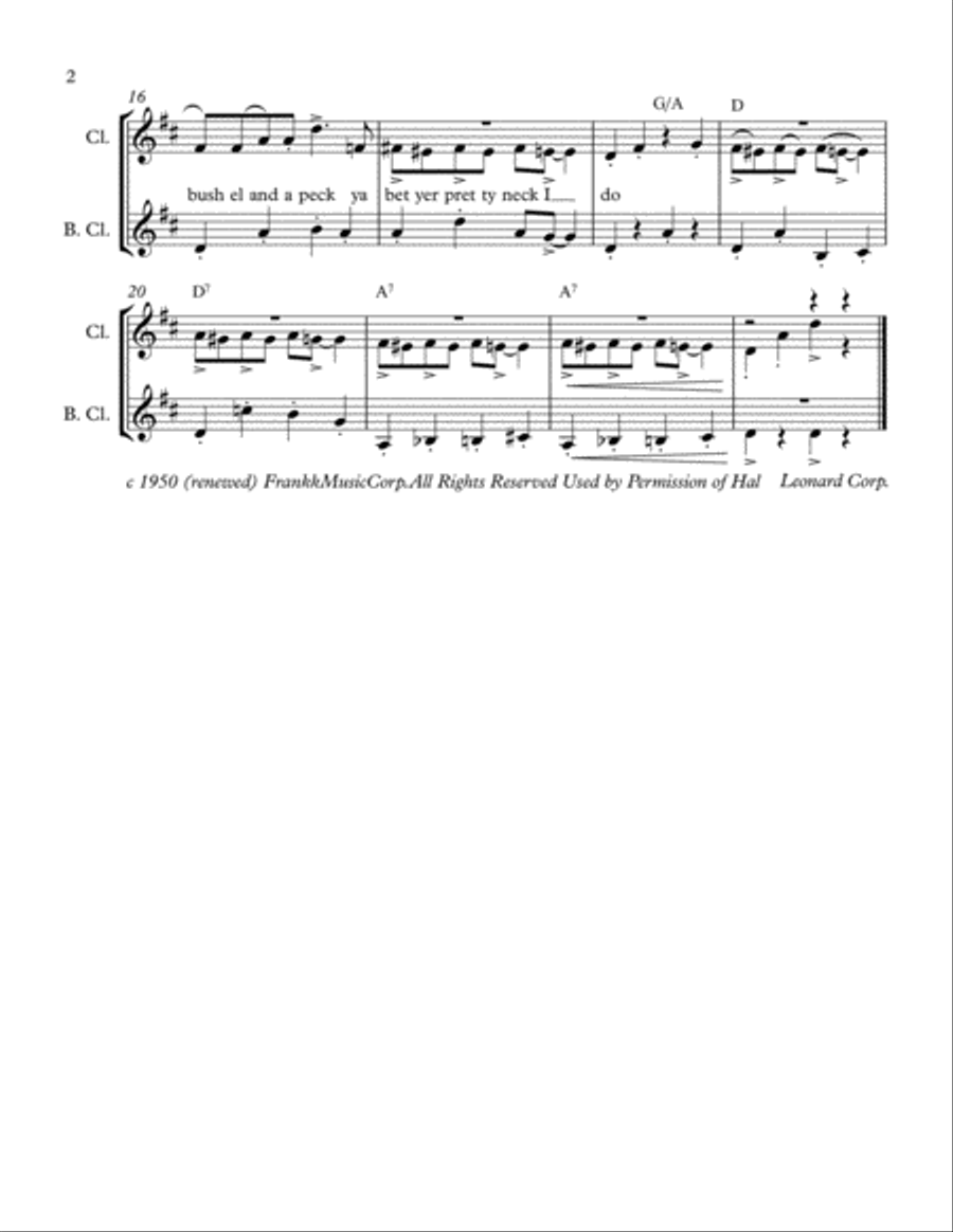 A Bushel And A Peck Clarinet Duet scores gallery preview page 2