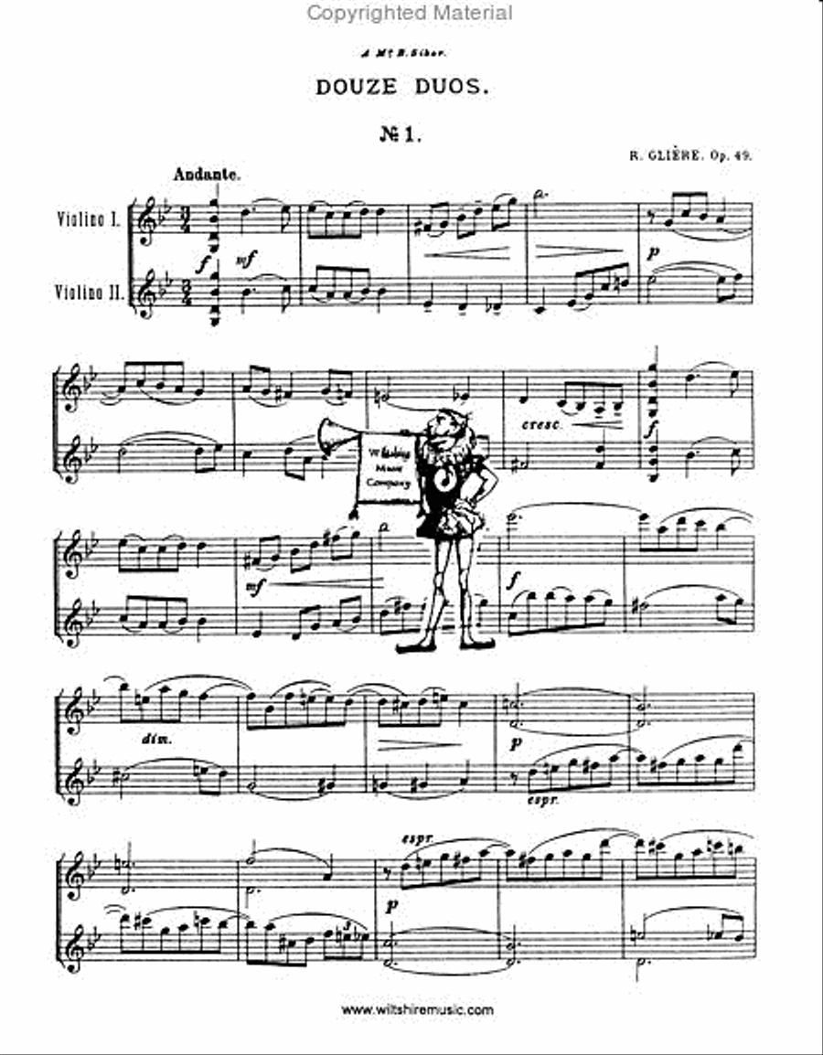 Twelve Duets for tow Violins, Book 1, (#'s 1-6) String Duet scores gallery preview page 2
