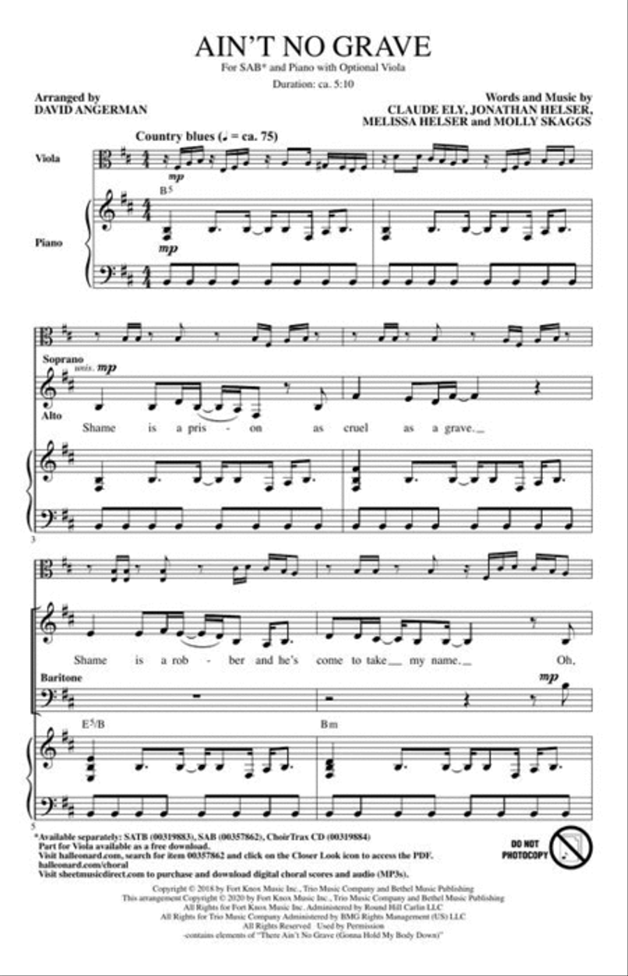 Ain't No Grave 3-Part scores gallery preview page 4