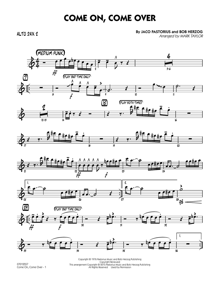 Come On, Come Over - Alto Sax 2