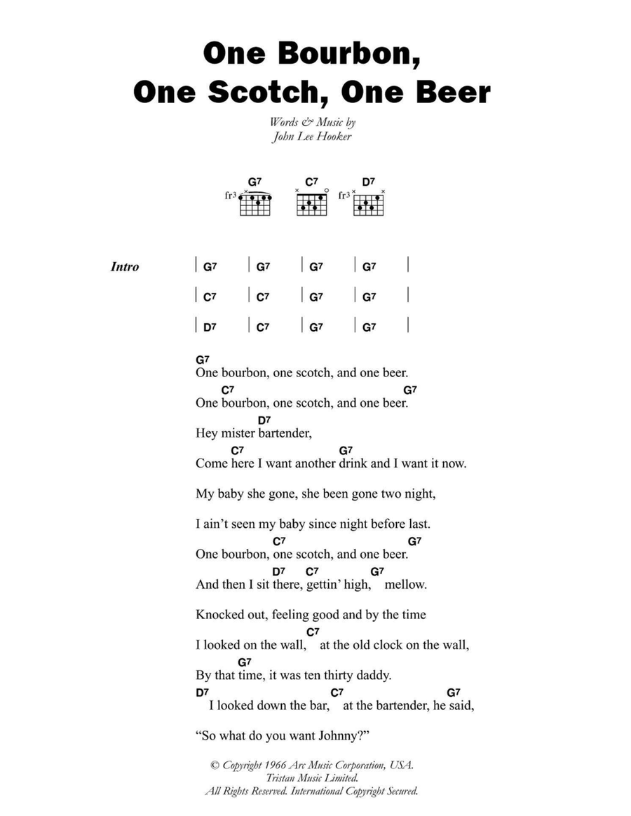One Bourbon, One Scotch, One Beer Electric Guitar scores gallery preview page 1