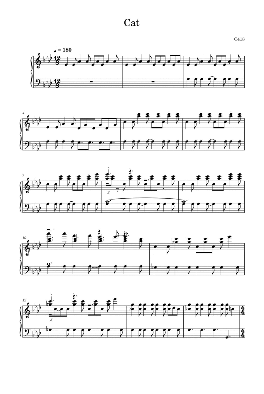 Cat Cat Piano Solo scores gallery preview page 1