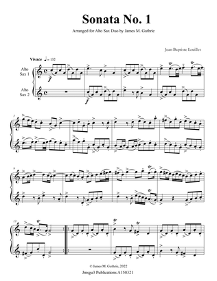 Loeillet: Six Sonatas Op. 5 No. 2 Complete for Alto Sax Duo