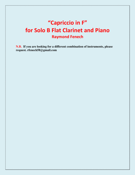 Capriccio in F - For Solo B Flat Clarinet and Piano image number null