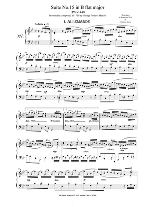 Handel - Piano Suite No.15 in B flat major HWV 440