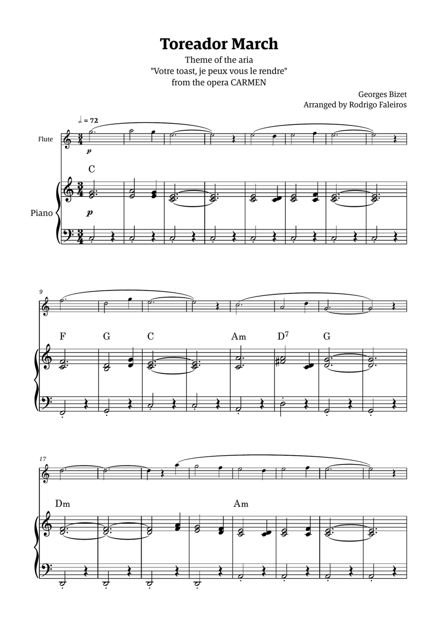 Toreador March (from the opera Carmen) - easy version Chamber Music scores gallery preview page 1