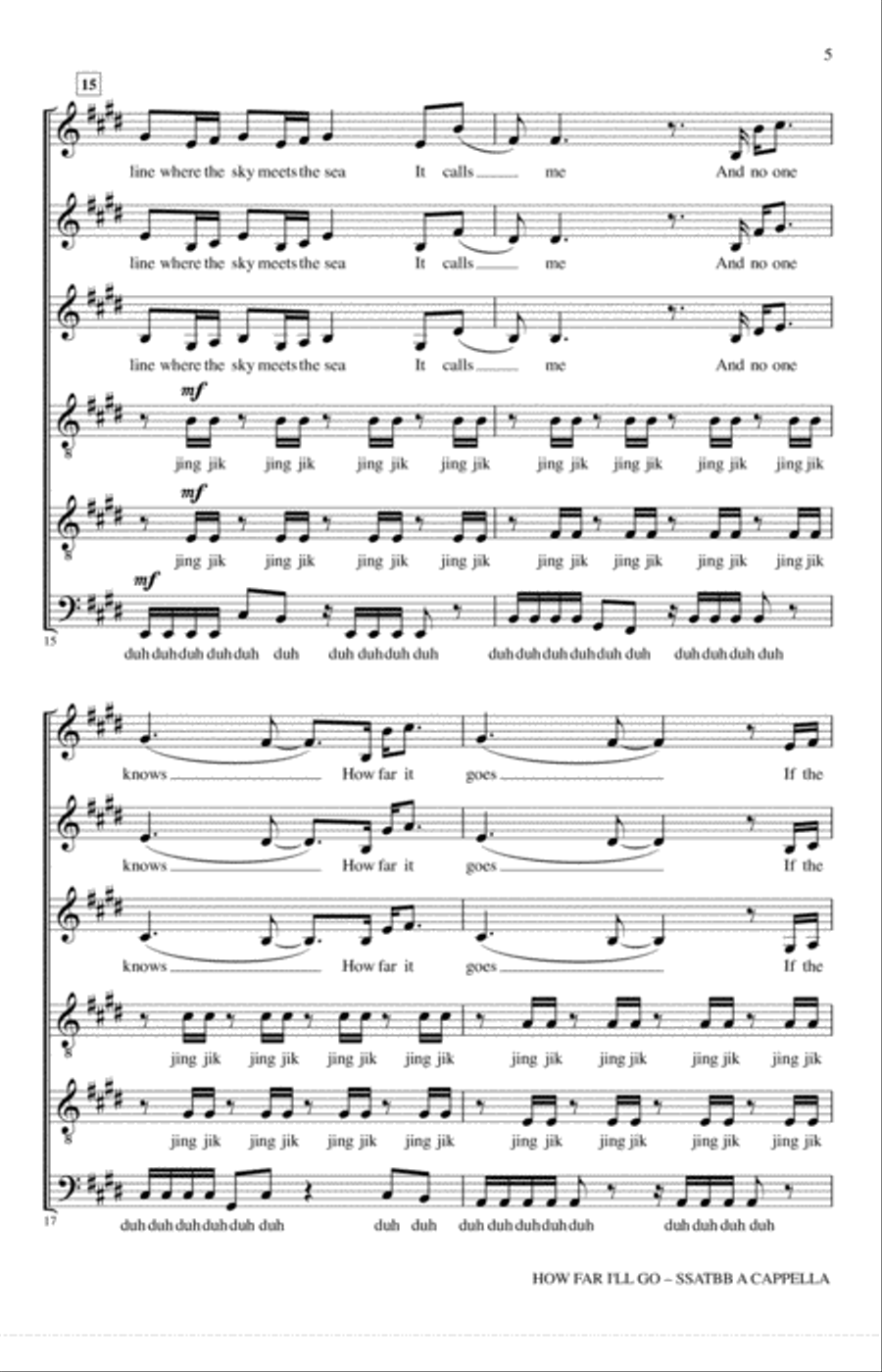 How Far I'll Go (from Moana) (arr. Deke Sharon) A Cappella scores gallery preview page 5