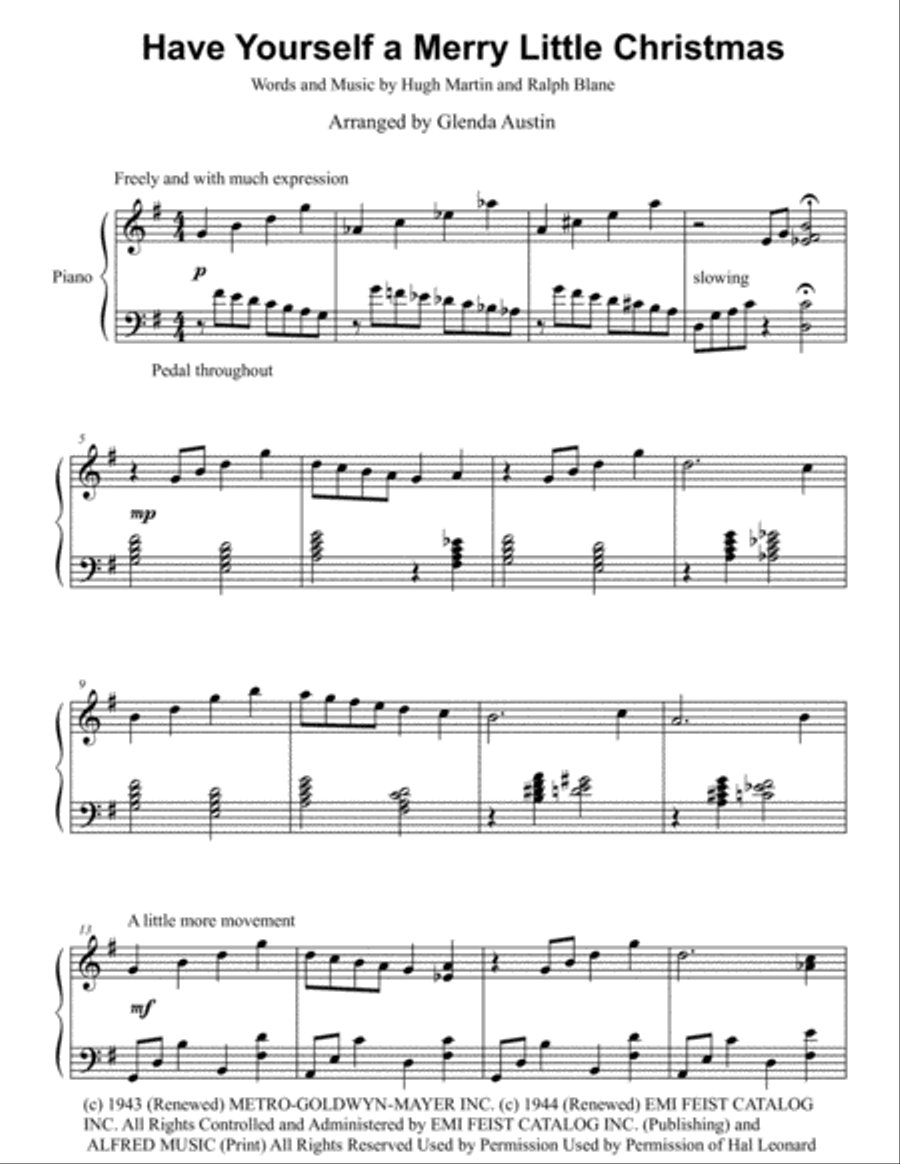 Have Yourself A Merry Little Christmas from MEET ME IN ST. LOUIS Piano Solo scores gallery preview page 2