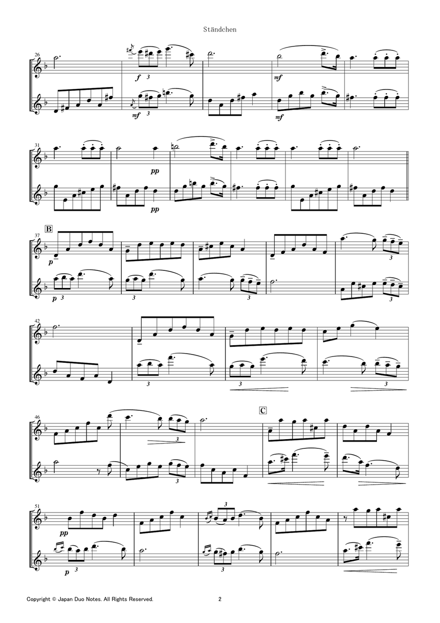 Serenade D.889 / F. Schubert Flute Duet scores gallery preview page 2