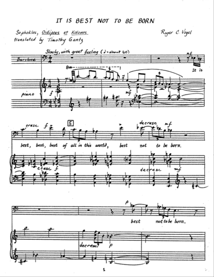 [Vogel] It Is Best Not To Be Born Voice Solo scores gallery preview page 5