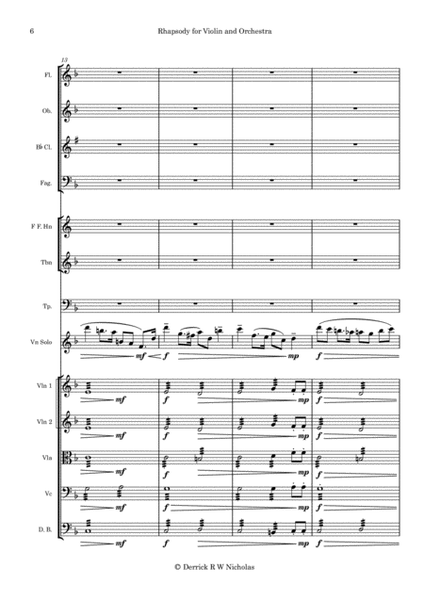 Rhapsody in F for Violin and Orchestra, Opus 3 - Full Score image number null