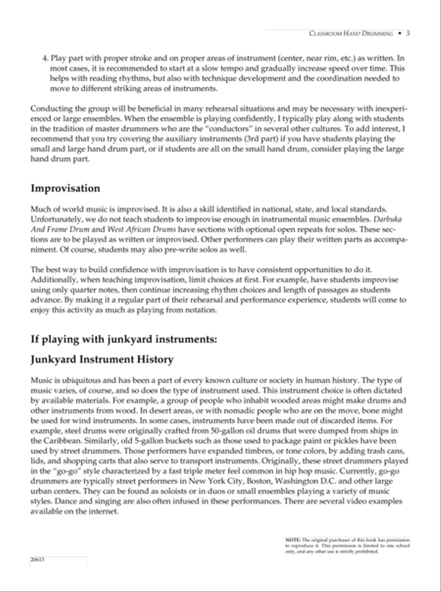 Classroom Hand Drumming (6 pieces for traditional percussion instruments or buckets) Drums scores gallery preview page 5