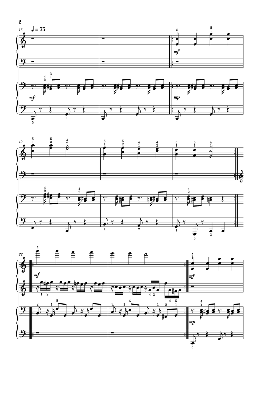 Twinkle Twinkle Little Stars in 3 variations (Duet) Easy Piano scores gallery preview page 2