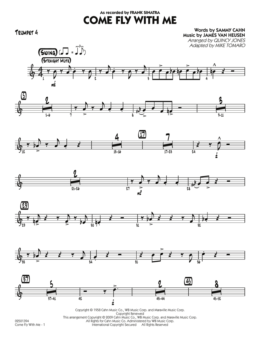 Come Fly With Me - Trumpet 4 Jazz Ensemble scores gallery preview page 1