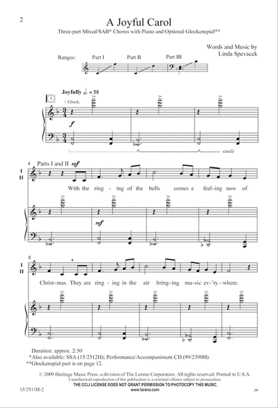 A Joyful Carol 3-Part scores gallery preview page 2