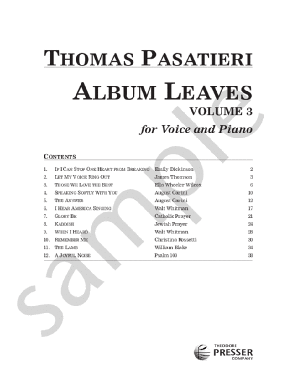 Album Leaves, Vol. 3 Album Leaves, Vol. 3 Chamber Music scores gallery preview page 1