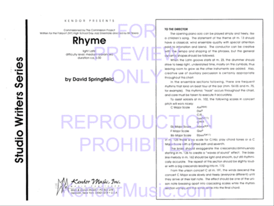 Rhyme (Full Score) Jazz Ensemble scores gallery preview page 2