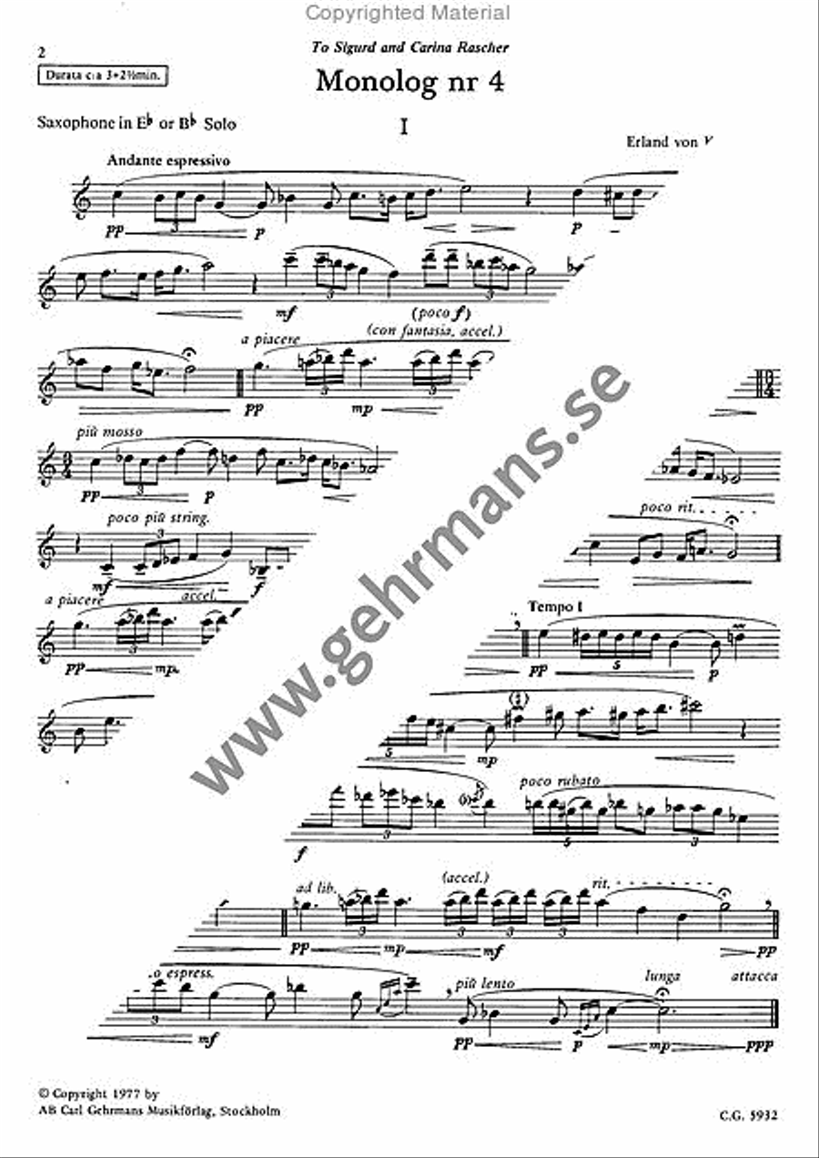 Monolog 4 Saxophone Solo scores gallery preview page 2