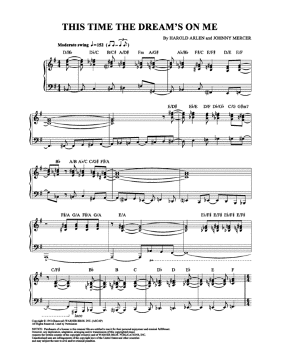This Time the Dream's on Me Piano Solo scores gallery preview page 1