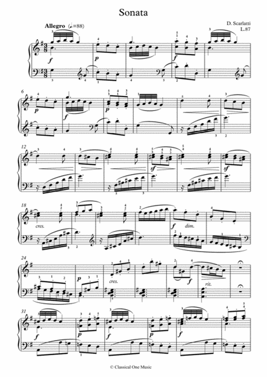 Scarlatti-Sonata in G-Major L.87 K.338(piano) image number null