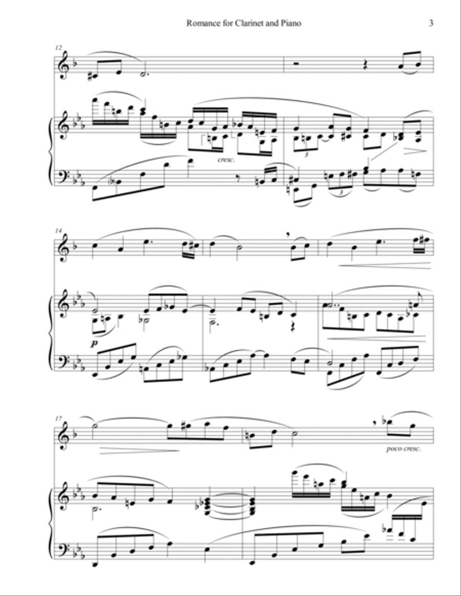 Romance for Clarinet and Piano Clarinet Solo scores gallery preview page 3