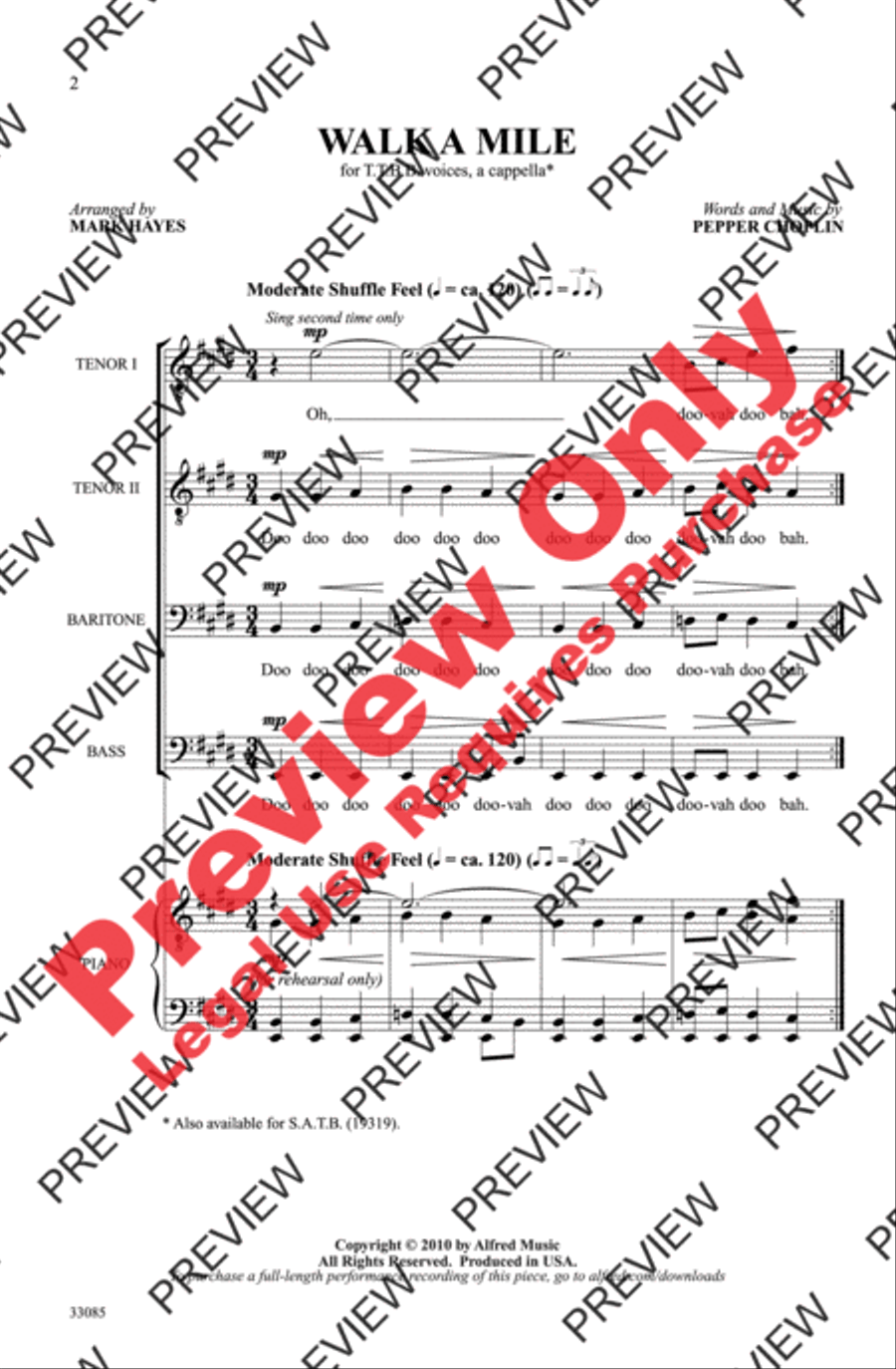 Walk a Mile Walk a Mile Men's Choir scores gallery preview page 2