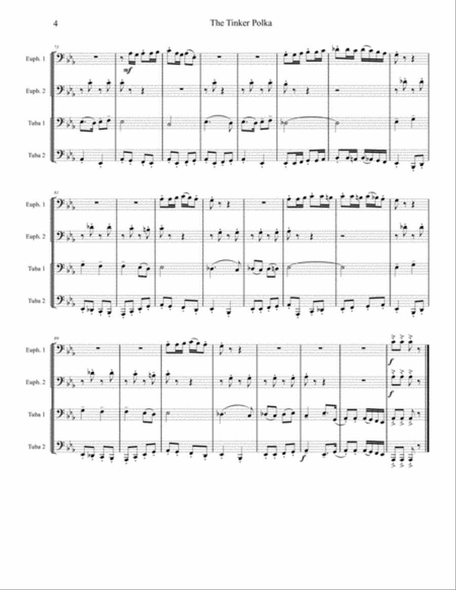 Tinker Polka - Tuba/Euphonium Quartet Brass Ensemble scores gallery preview page 4