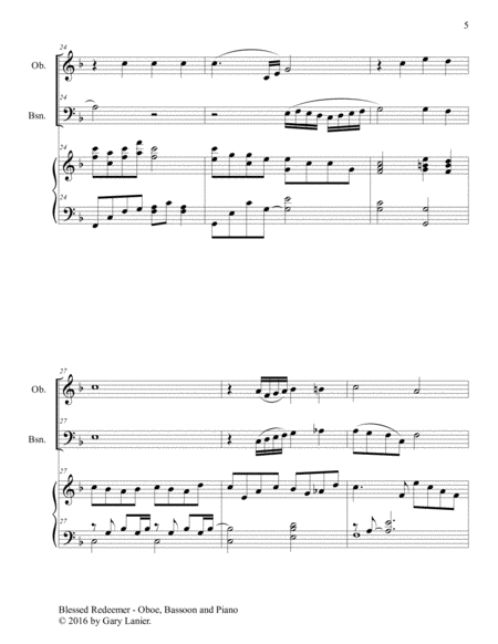 BLESSED REDEEMER(Trio – Oboe, Bassoon & Piano with Score/Parts) image number null