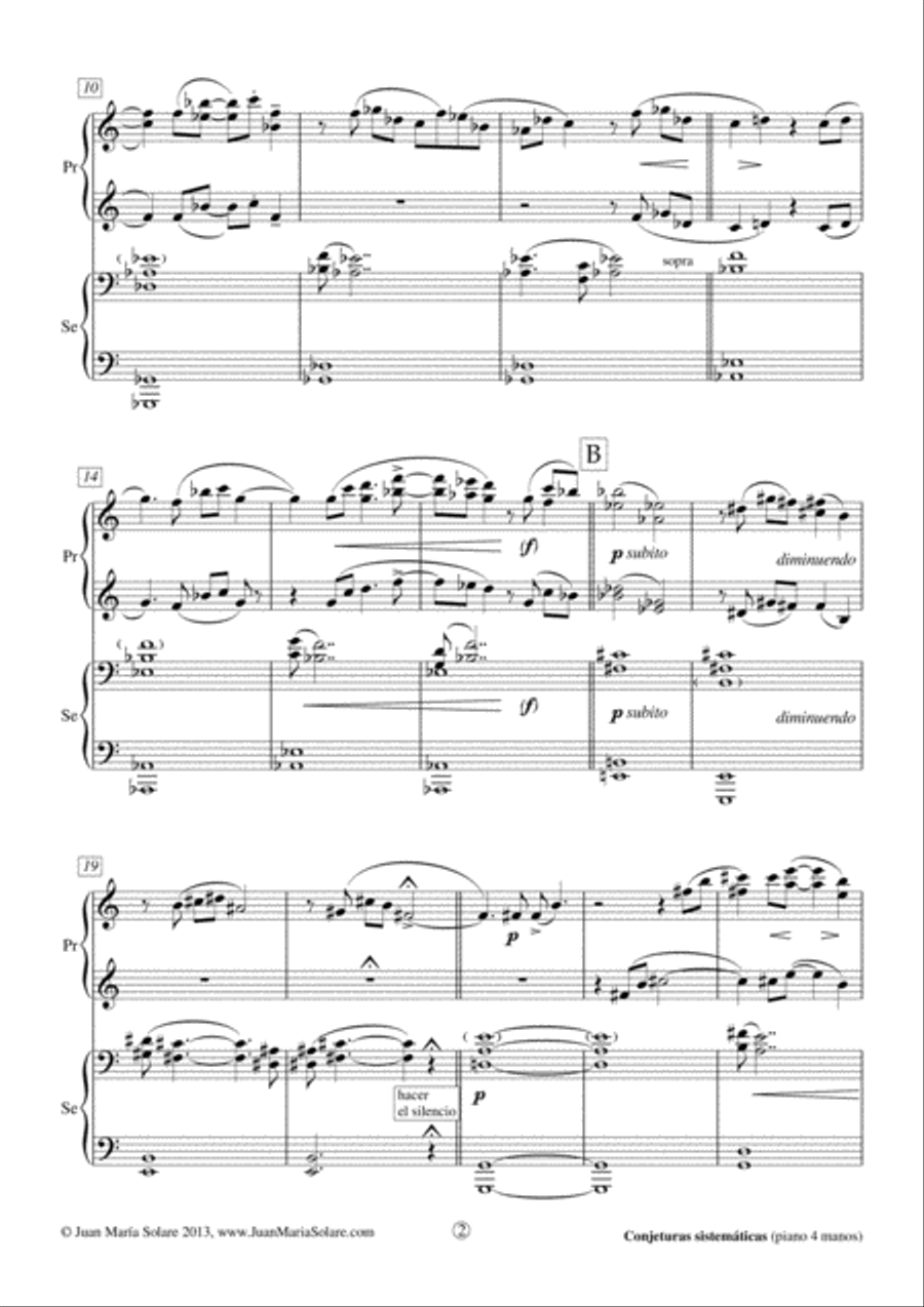 Conjeturas sistemáticas [piano 4 hands] Piano Duet scores gallery preview page 3