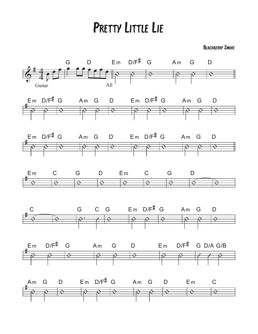 Pretty Little Lie Piano, Vocal scores gallery preview page 1