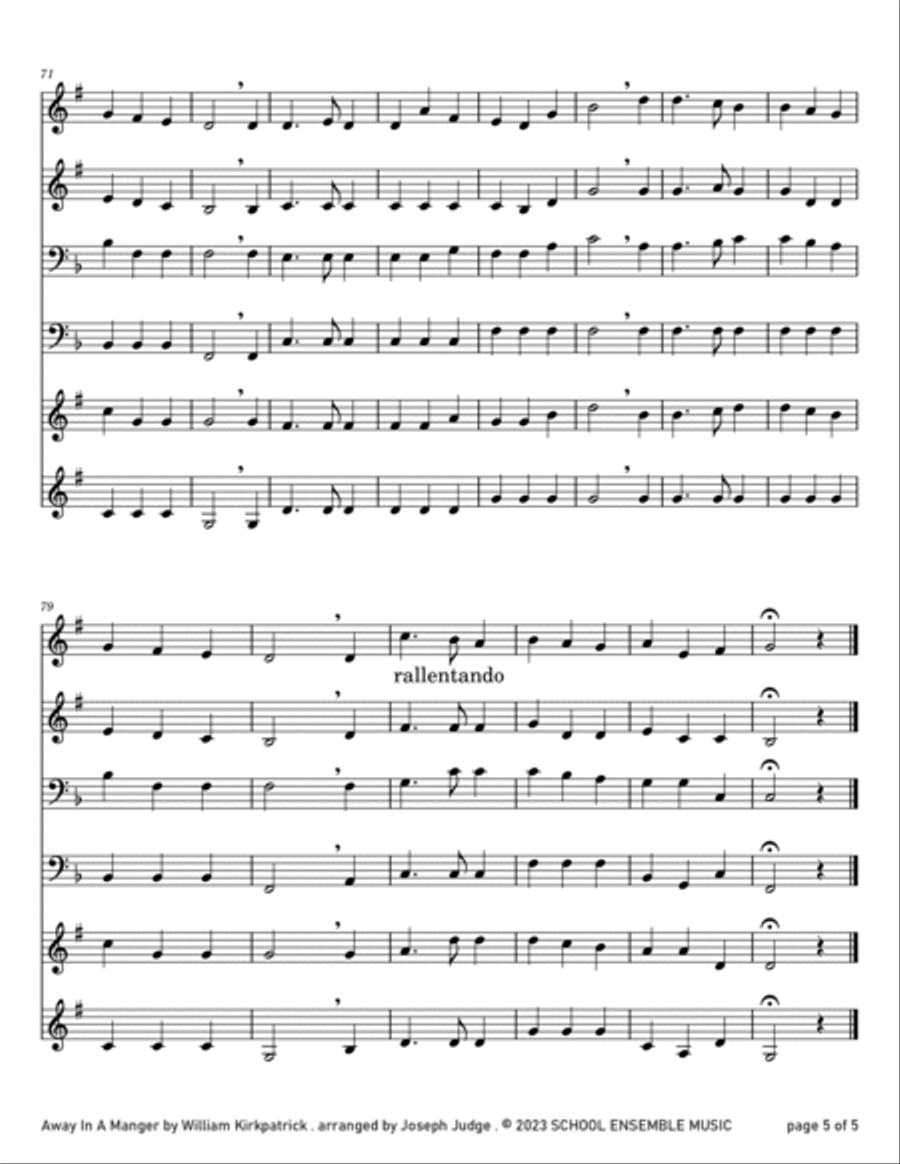 Away In A Manger for Brass Quartet in Schools Brass Quartet scores gallery preview page 5