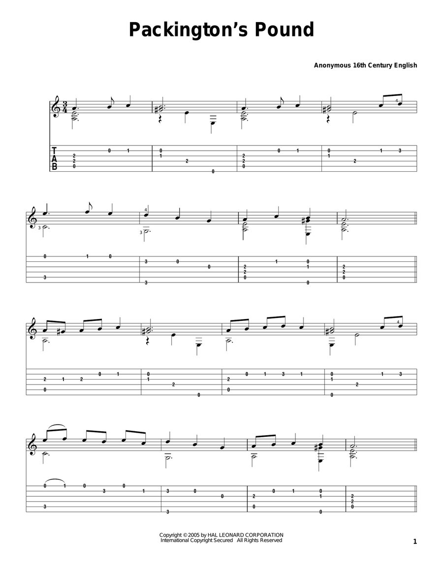 Packington's Pound Acoustic Guitar scores gallery preview page 1