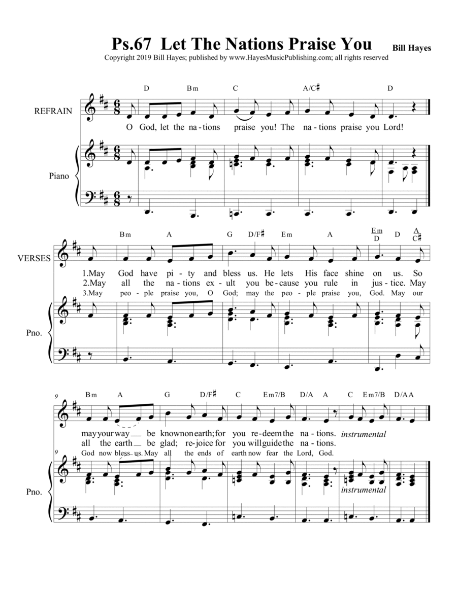 Psalm 67: Let The Nations Praise You, Lord - piano/vocal image number null